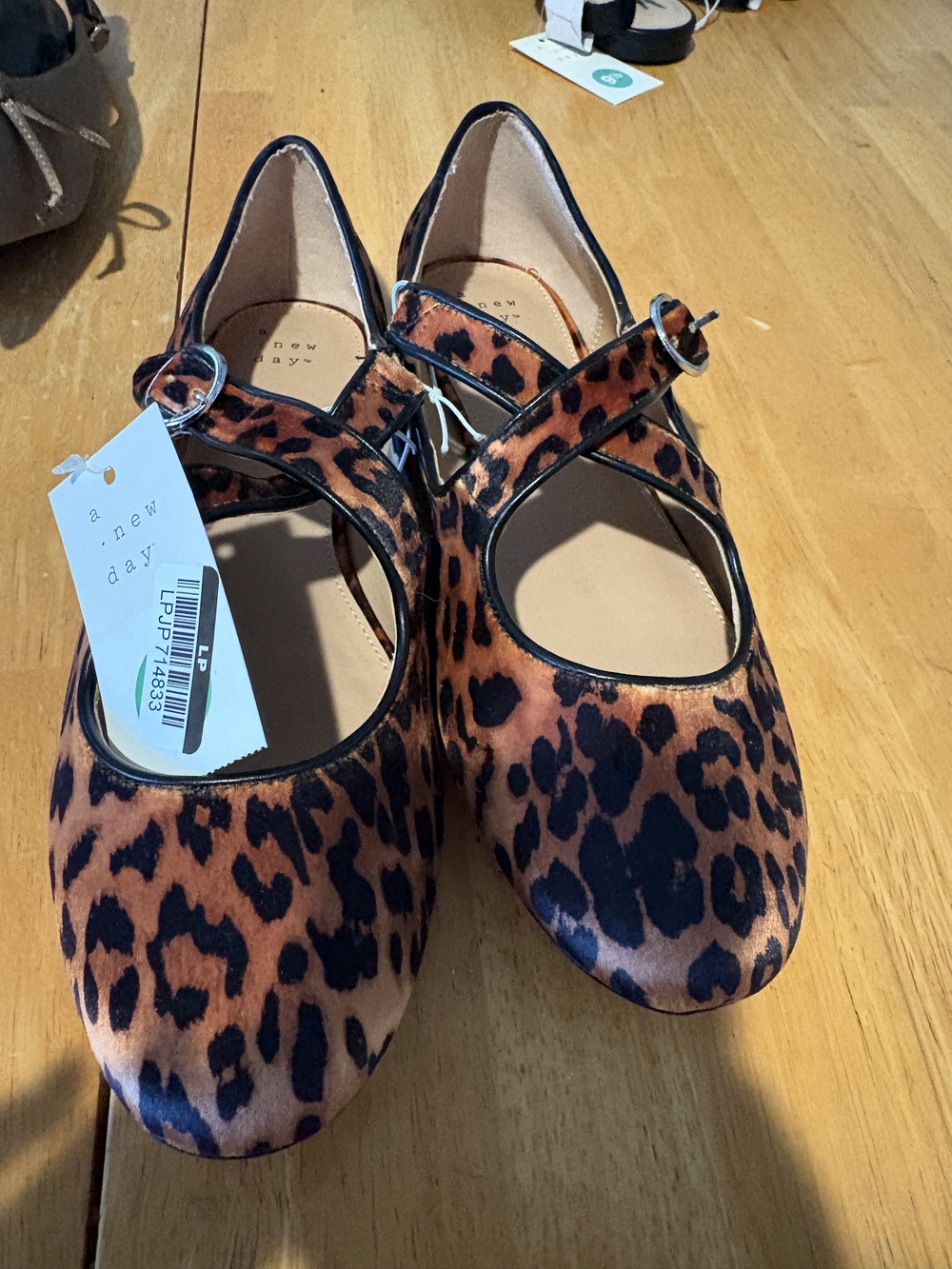 Leopard Print Mary Jane Flats Women's Brown Black Shoes Size 8.5 Buckle Strap